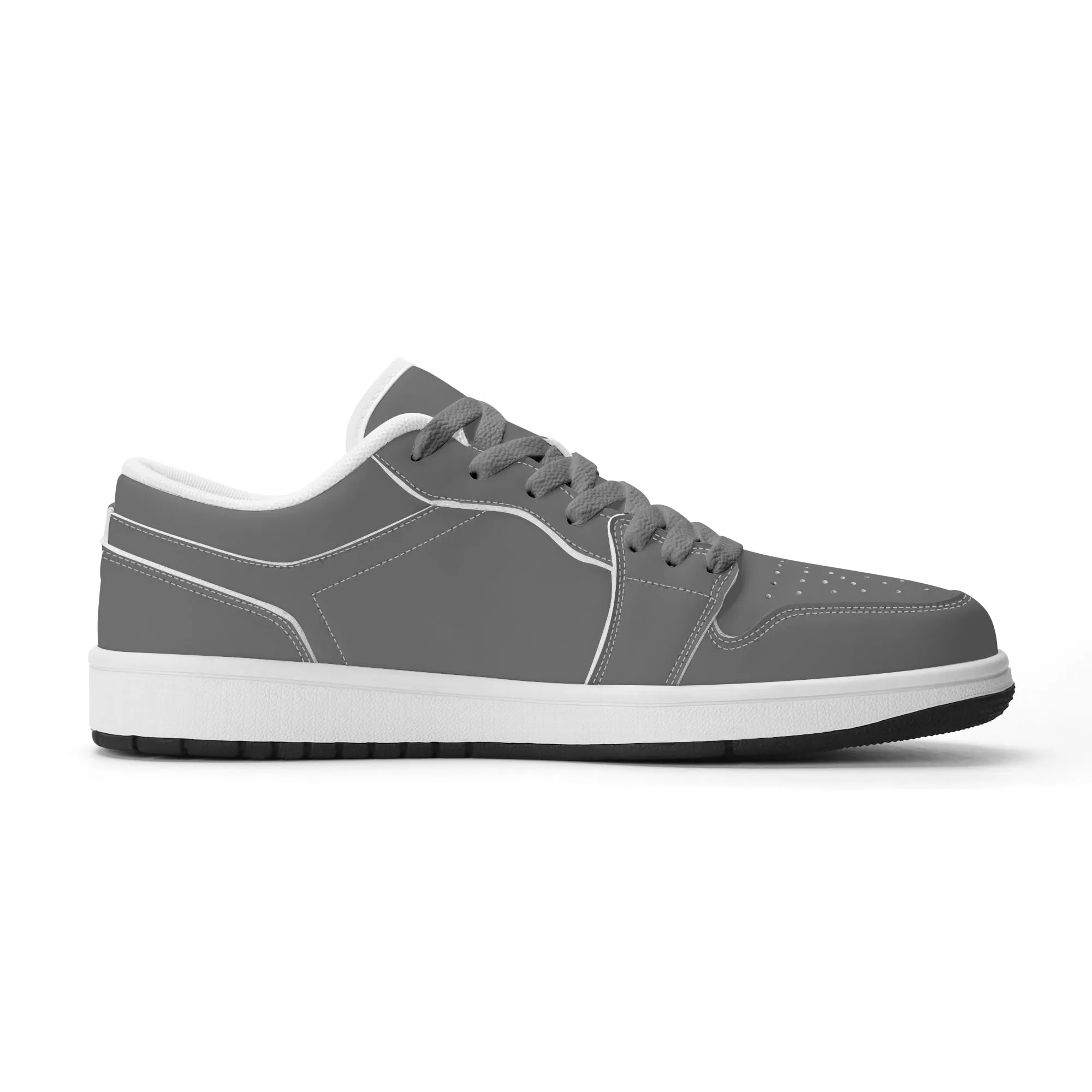Graue Low Top Leder Sneaker für Damen