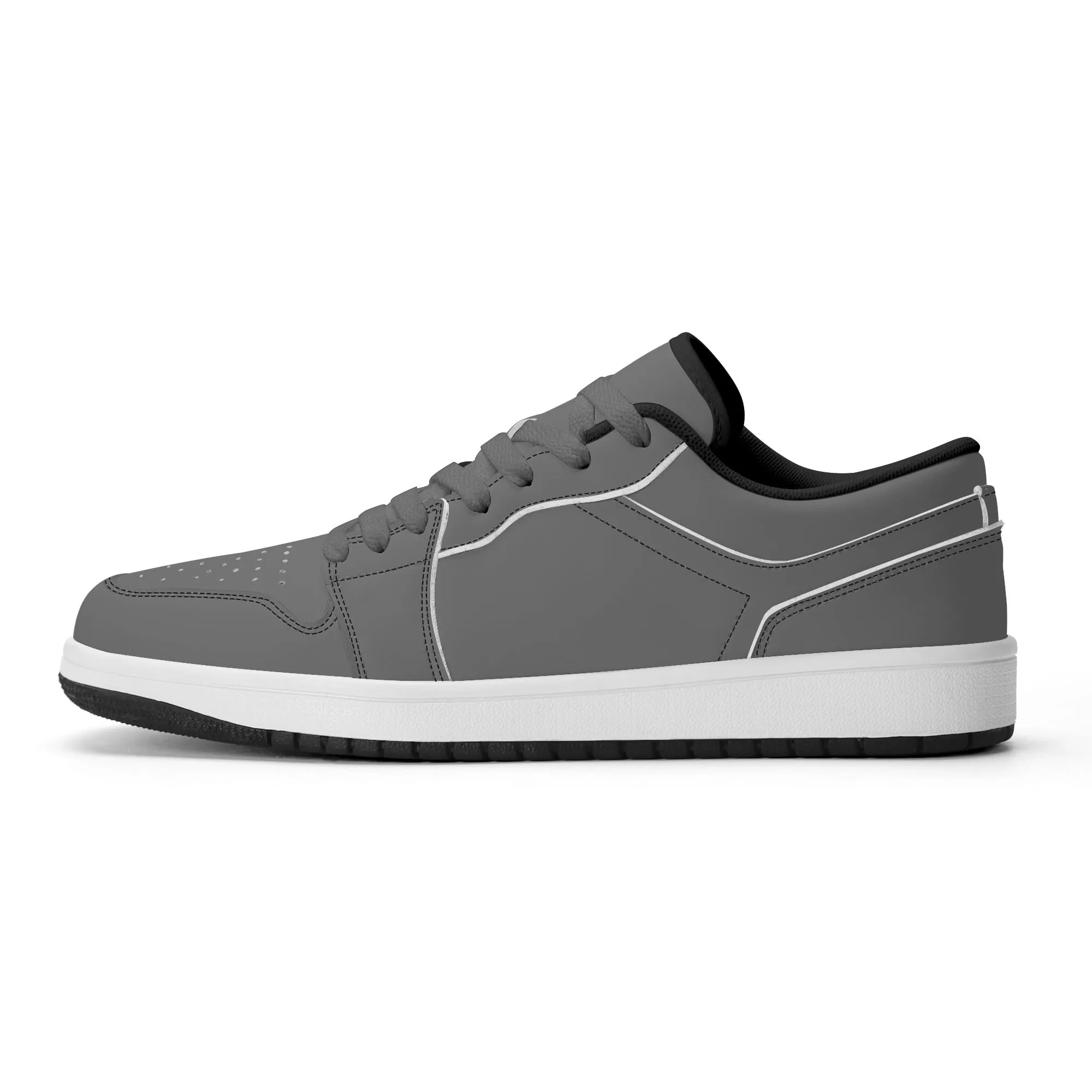 Graue Low Top Leder Sneaker für Damen