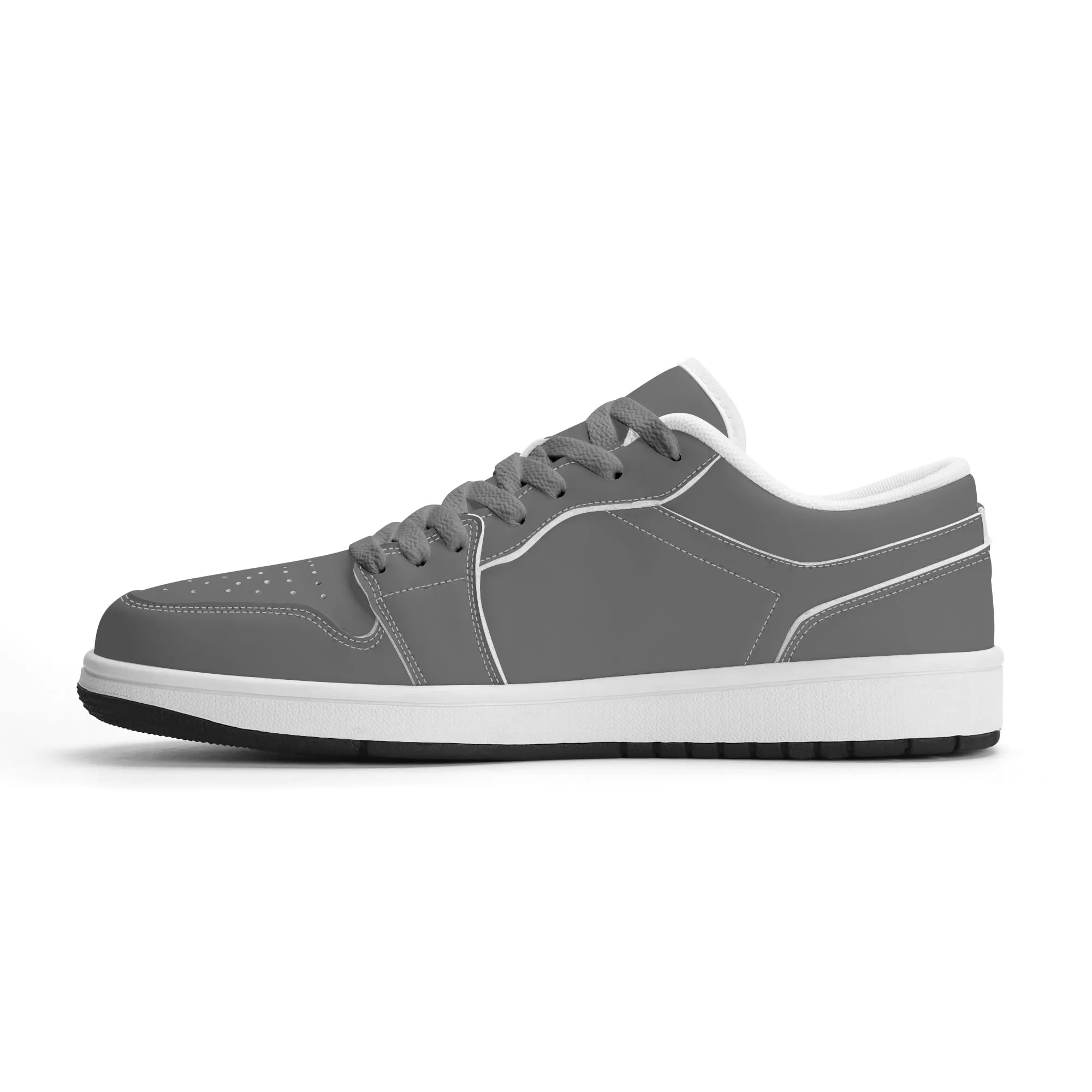Graue Low Top Leder Sneaker für Damen