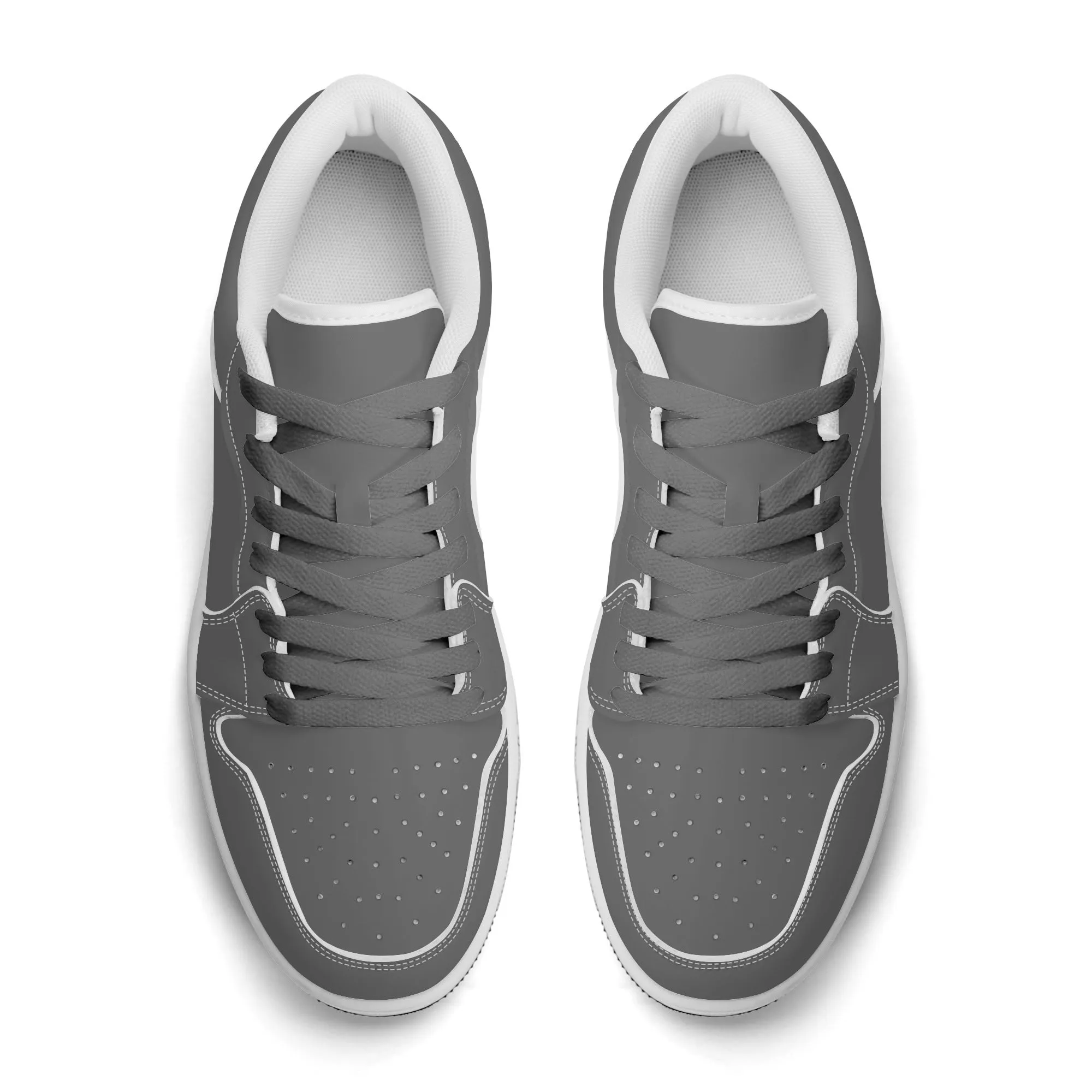 Graue Low Top Leder Sneaker für Damen