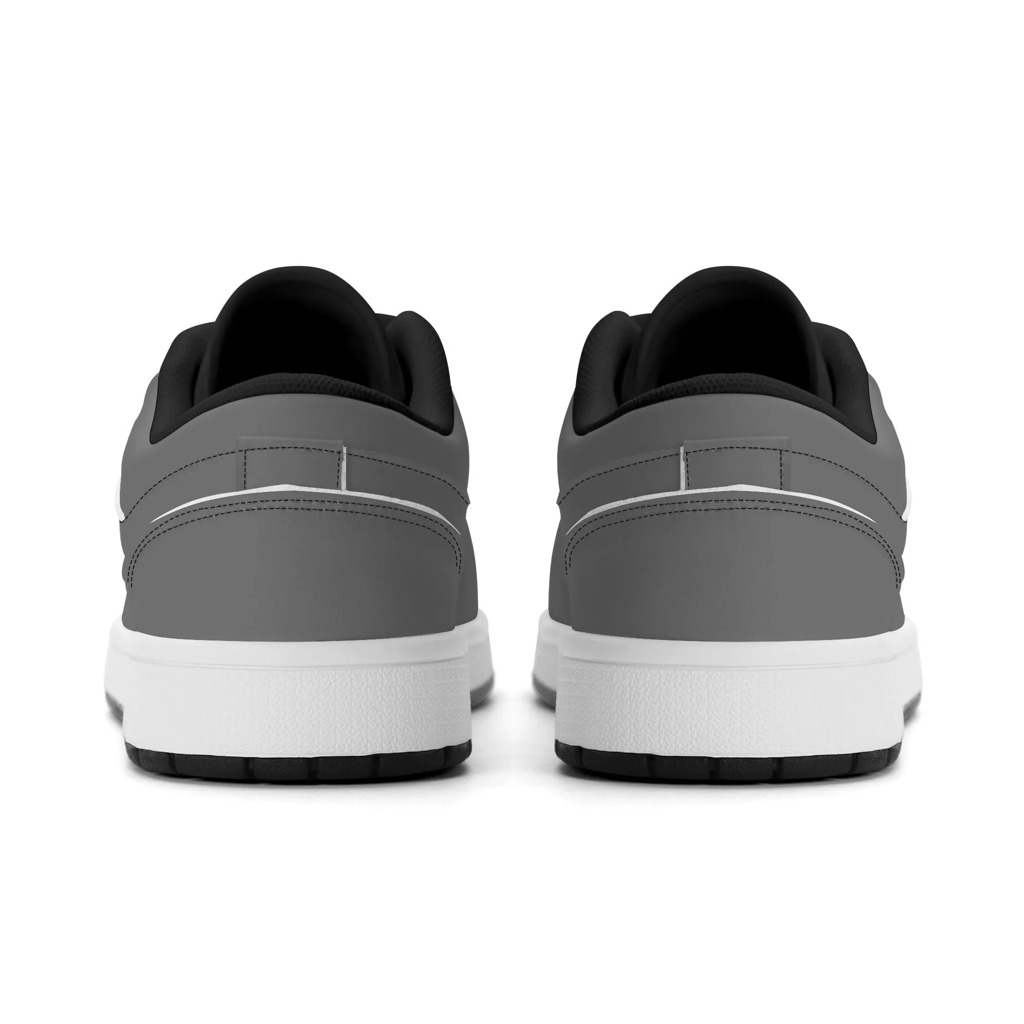 Graue Low Top Leder Sneaker für Damen