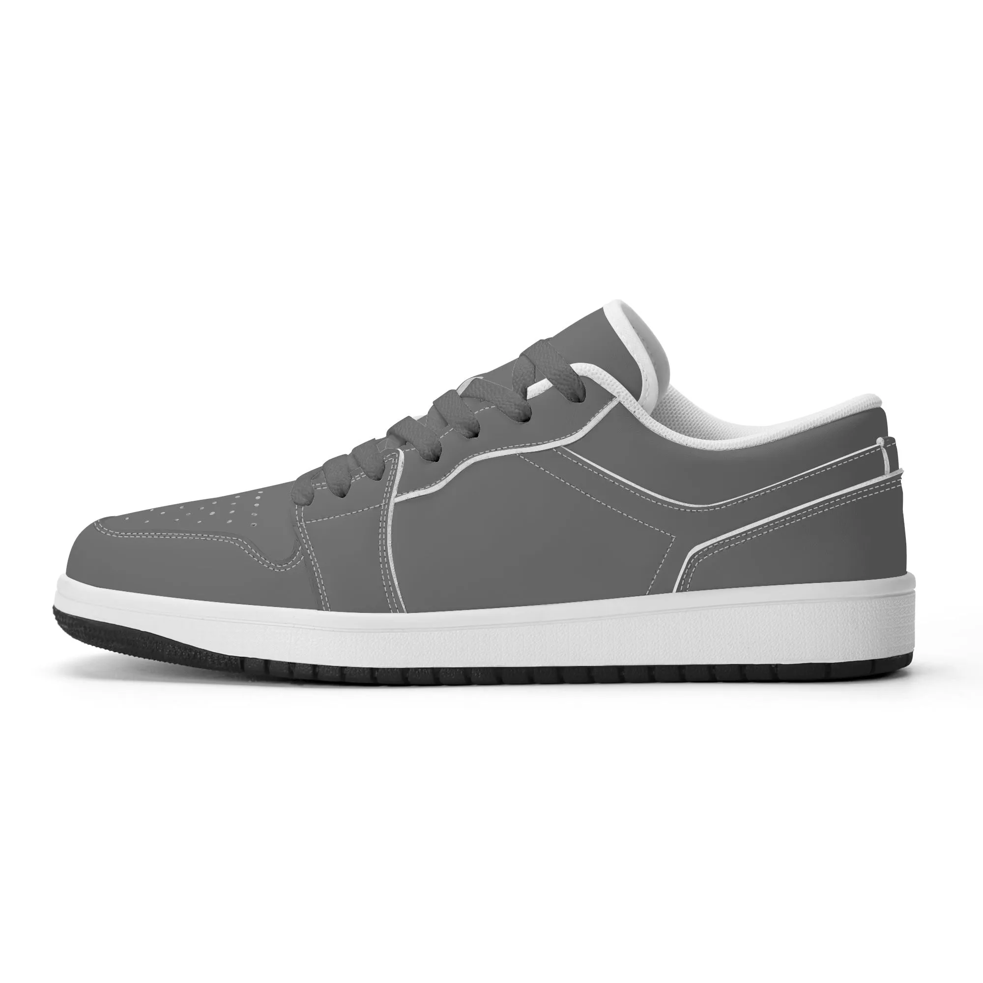 Graue Low Top Leder Sneaker für Damen