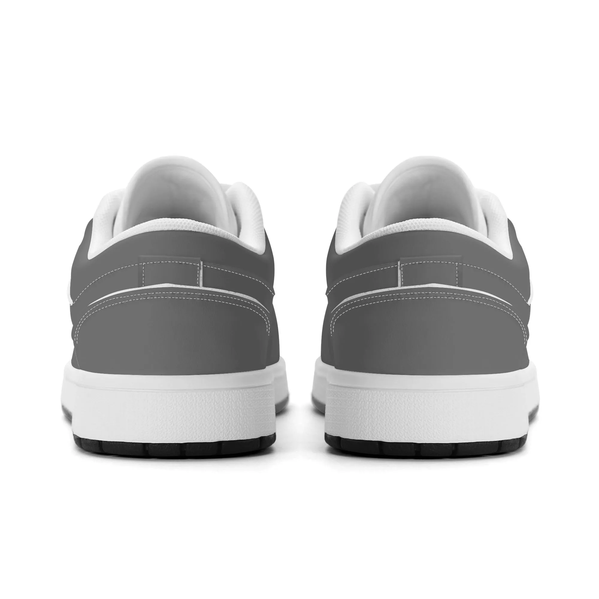 Graue Low Top Leder Sneaker für Damen