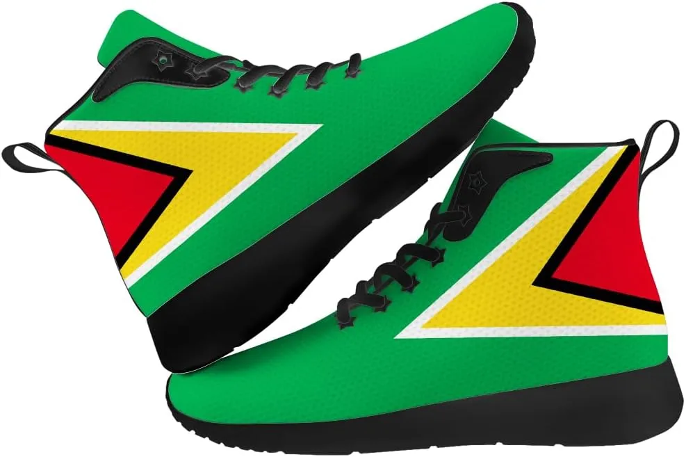 Guyana Flag Shoes for Women Men High Top Sneakers High Top Shoes Gifts for Women Men