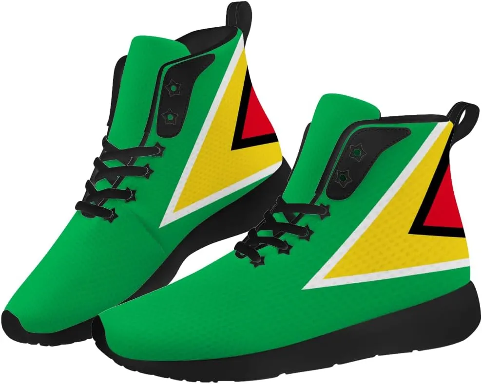Guyana Flag Shoes for Women Men High Top Sneakers High Top Shoes Gifts for Women Men