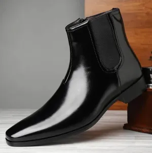 Handmade Black Color Genuine Calf Leather High Ankle Stylish Chelsea   Side Zipper Boots For Men's