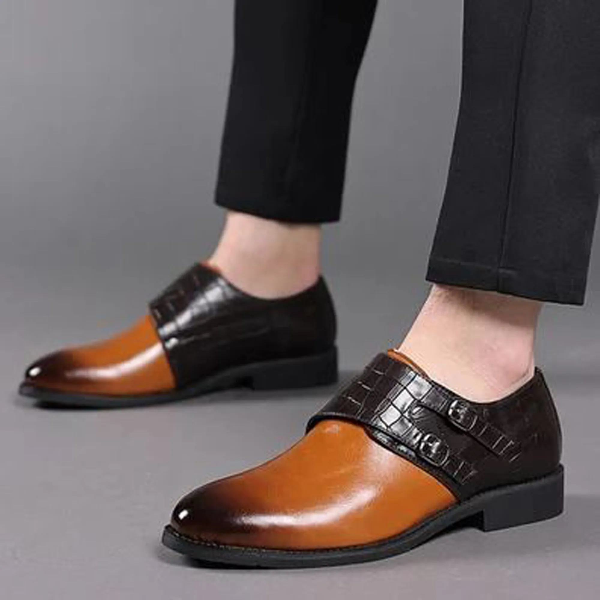 Handmade Black, Tan & Burgundy Color Genuine Alligator Textured Calf Leather Stylish Double Monk Strap Dress Shoes For Men's