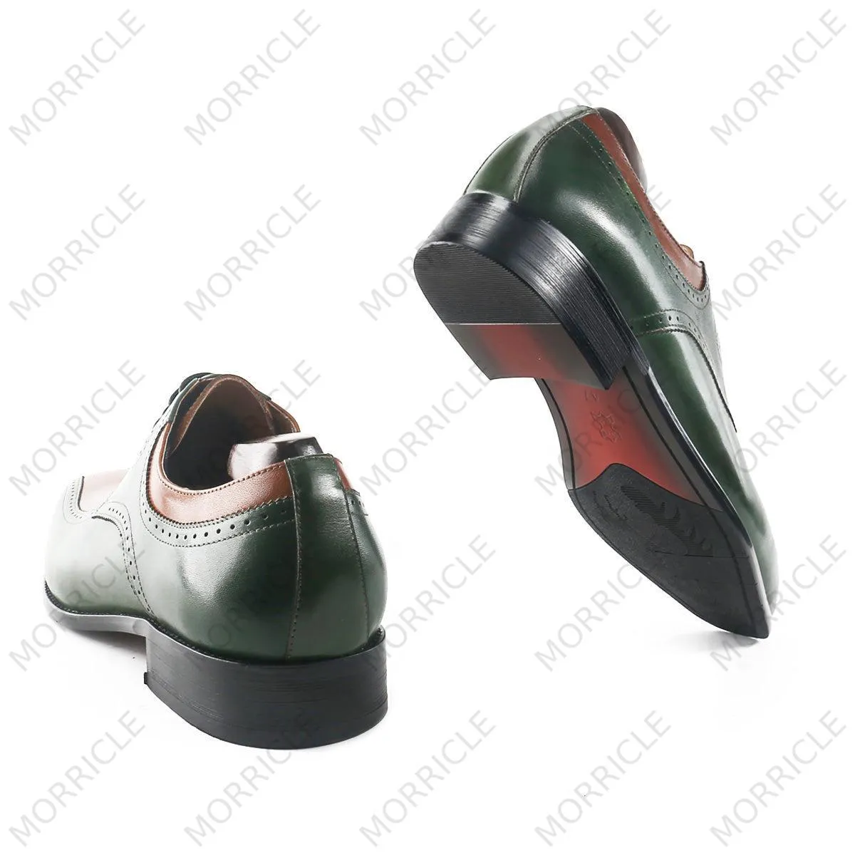 Handpainted Two Tone Square Toe Derby Shoes
