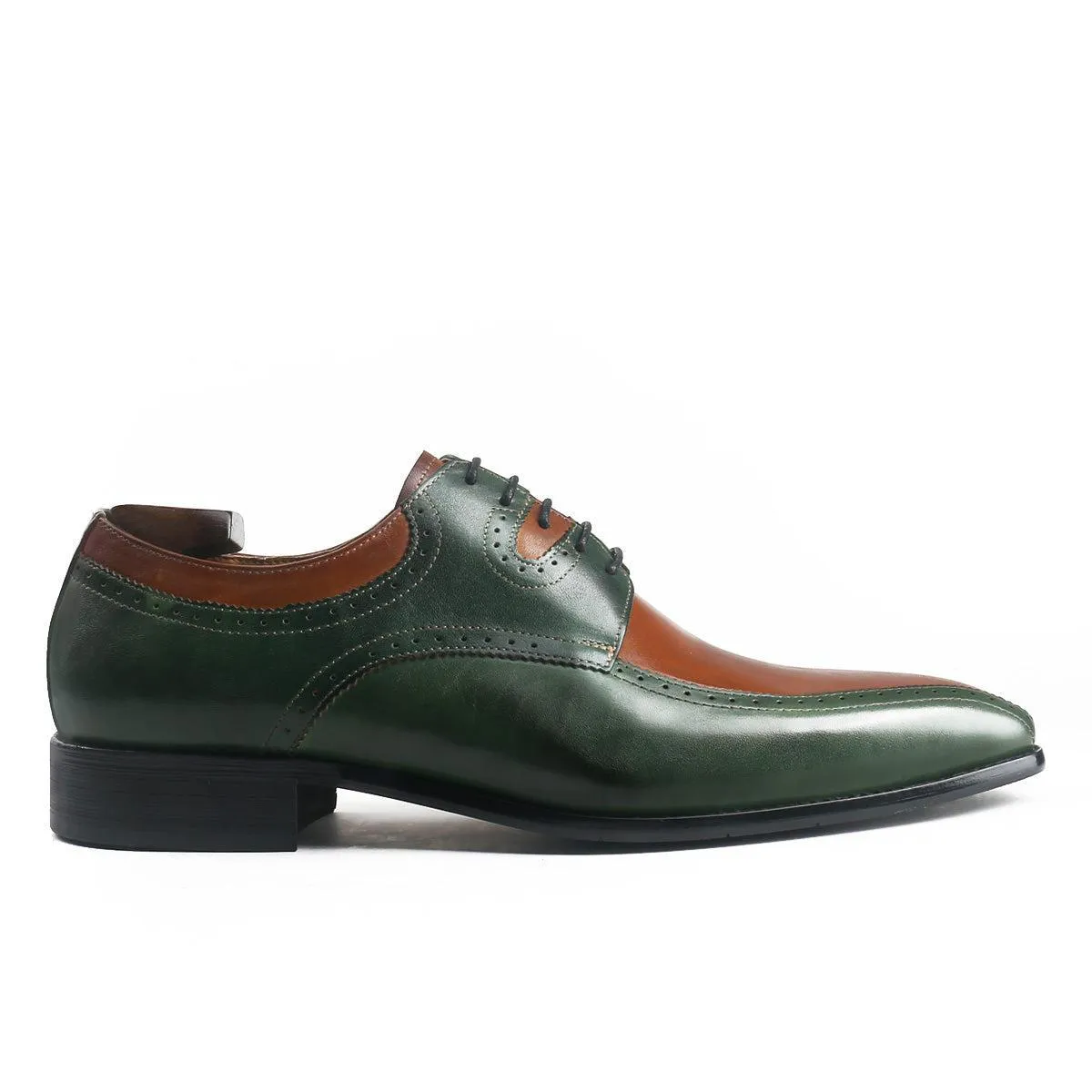 Handpainted Two Tone Square Toe Derby Shoes