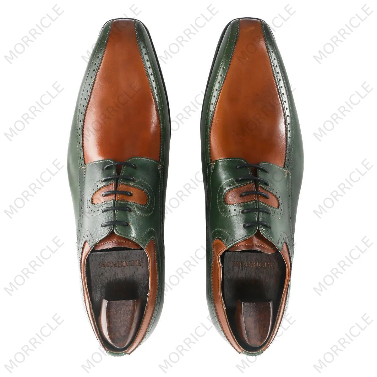 Handpainted Two Tone Square Toe Derby Shoes