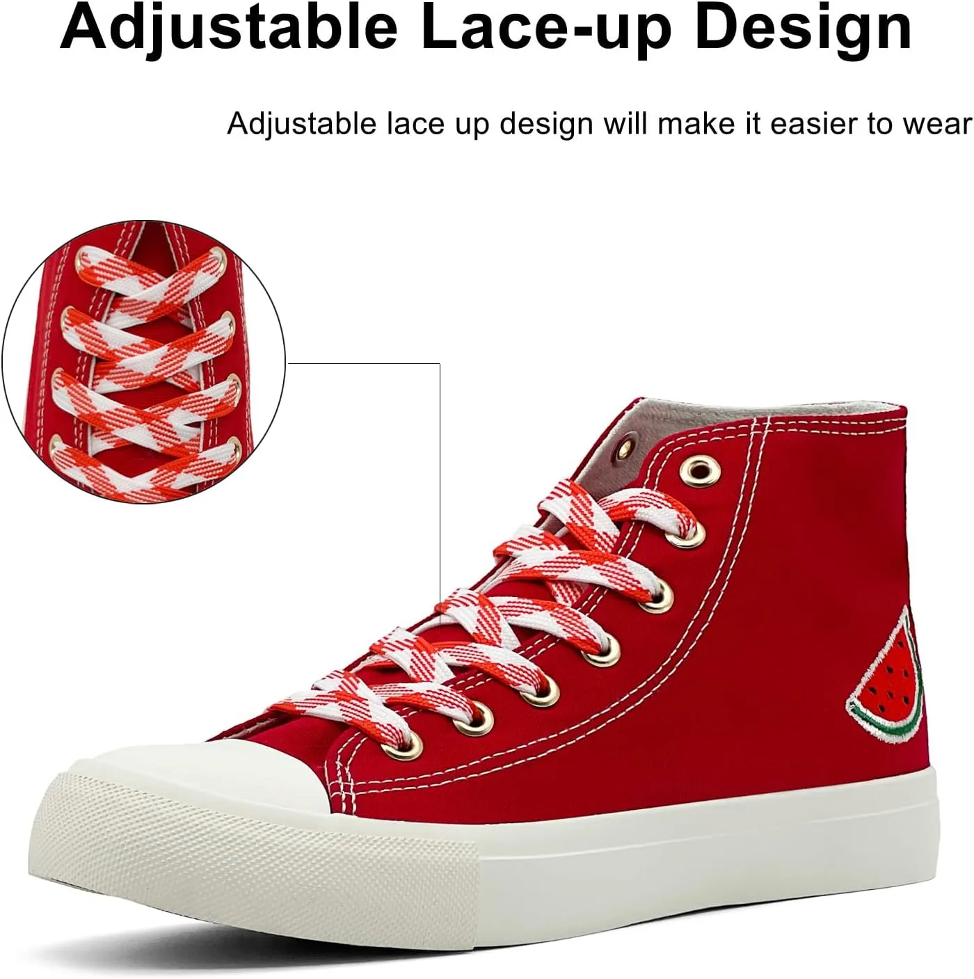 High Top Sneakers for Women Canvas Shoes Fruits Embroidery High Tops Women Casual Shoes Lace Up Fashion Sneakers
