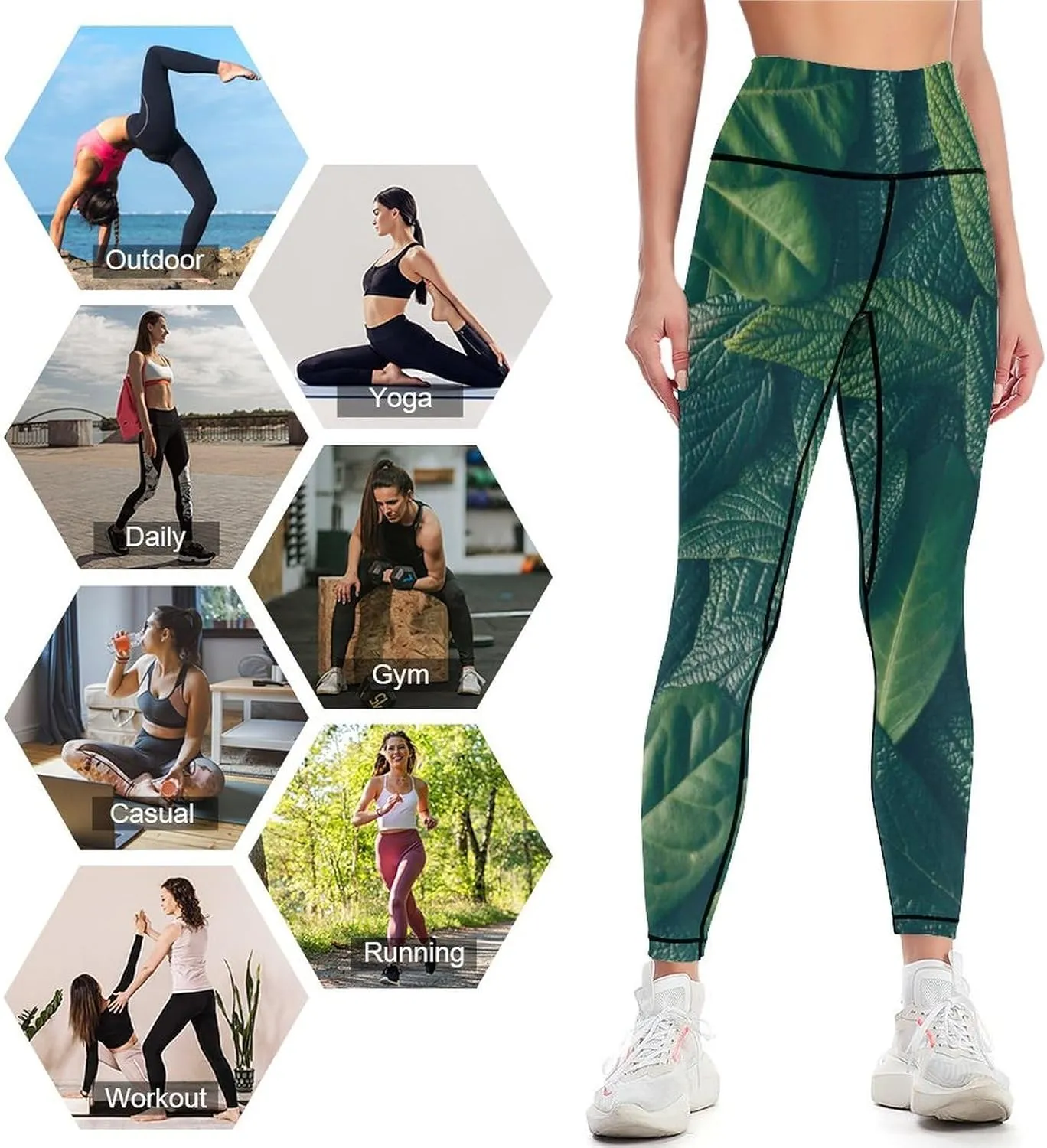 High Waist Yoga Pants, Women Tummy Control Leggings Athletic Tights (S-2XL)
