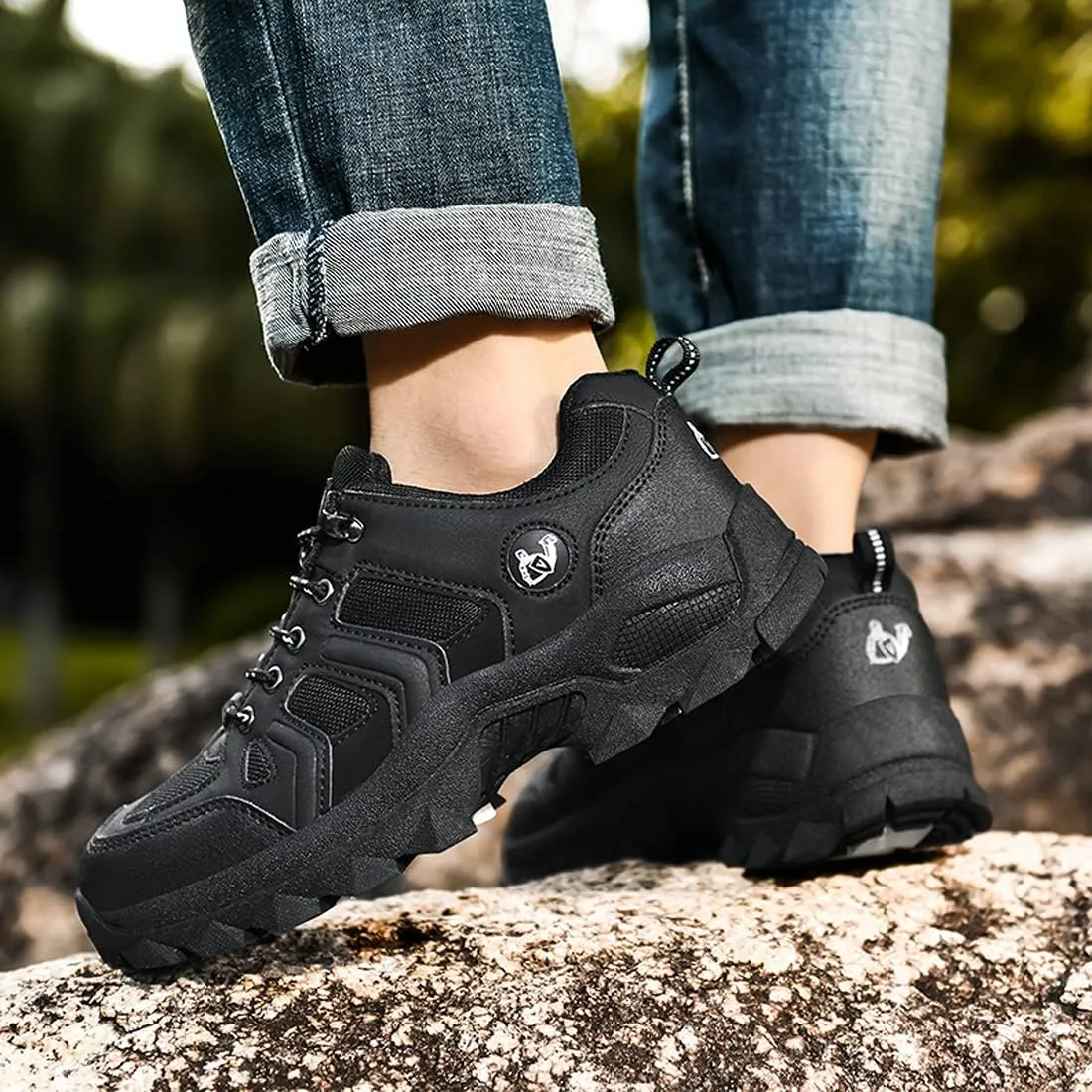 Hiking Boots Mens Walking Shoes Lightweight Trekking Low Casual Outdoor Mountain Trainers Lace-up Sneakers