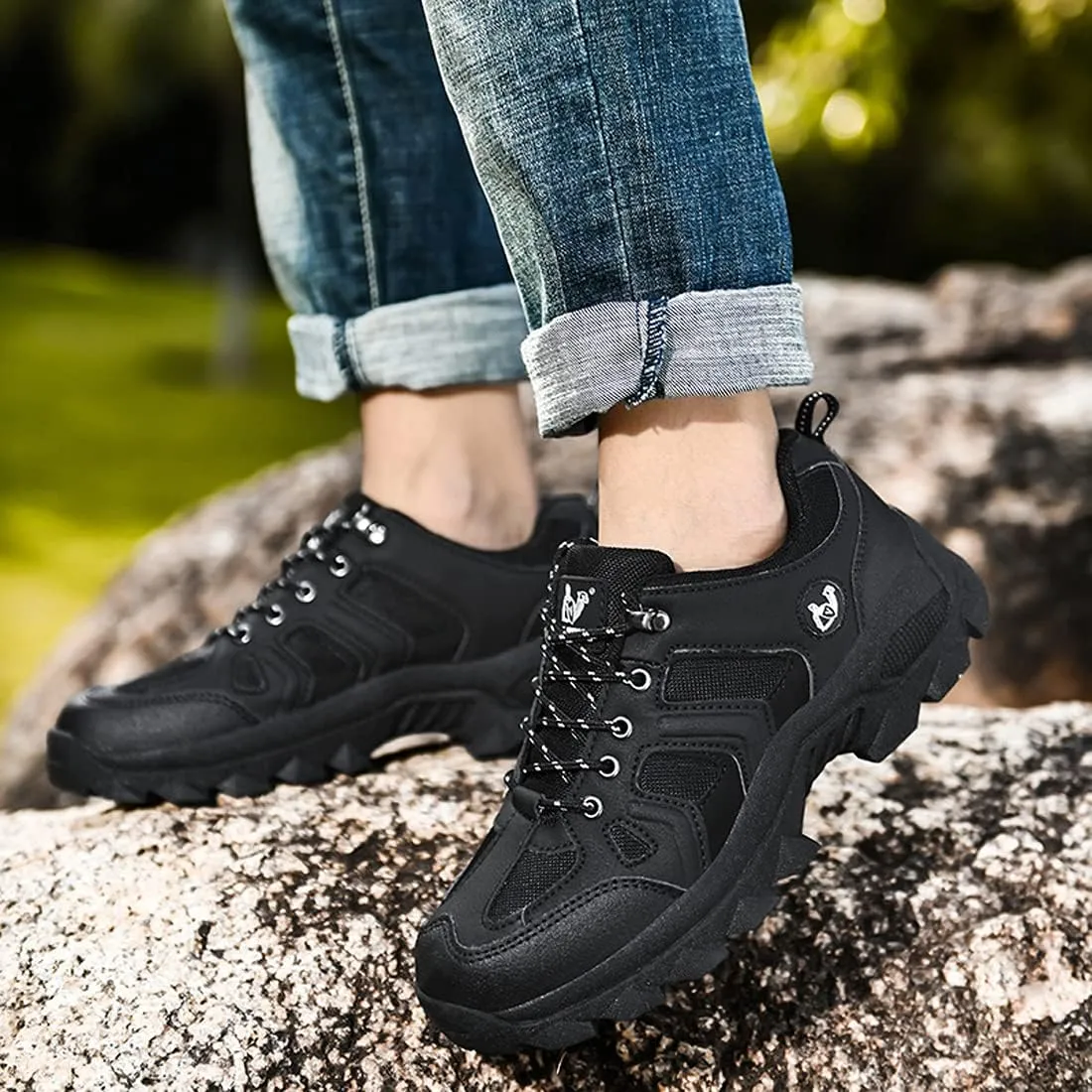 Hiking Boots Mens Walking Shoes Lightweight Trekking Low Casual Outdoor Mountain Trainers Lace-up Sneakers