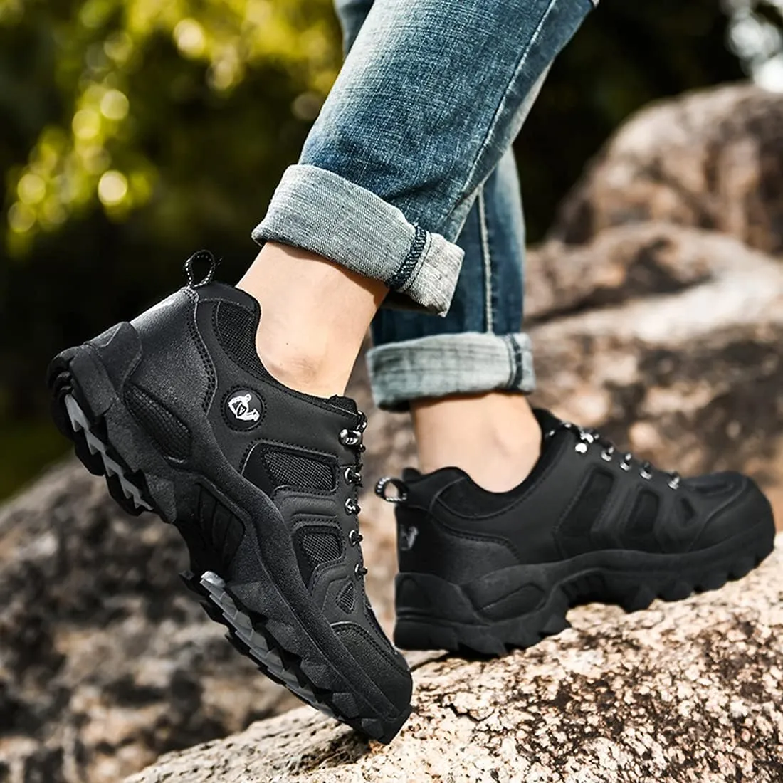 Hiking Boots Mens Walking Shoes Lightweight Trekking Low Casual Outdoor Mountain Trainers Lace-up Sneakers