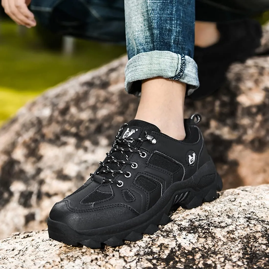 Hiking Boots Mens Walking Shoes Lightweight Trekking Low Casual Outdoor Mountain Trainers Lace-up Sneakers