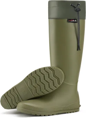 HISEA Womens Rubber Rain Boots Waterproof Packable Tall Garden Boots Lightweight Mud Boots