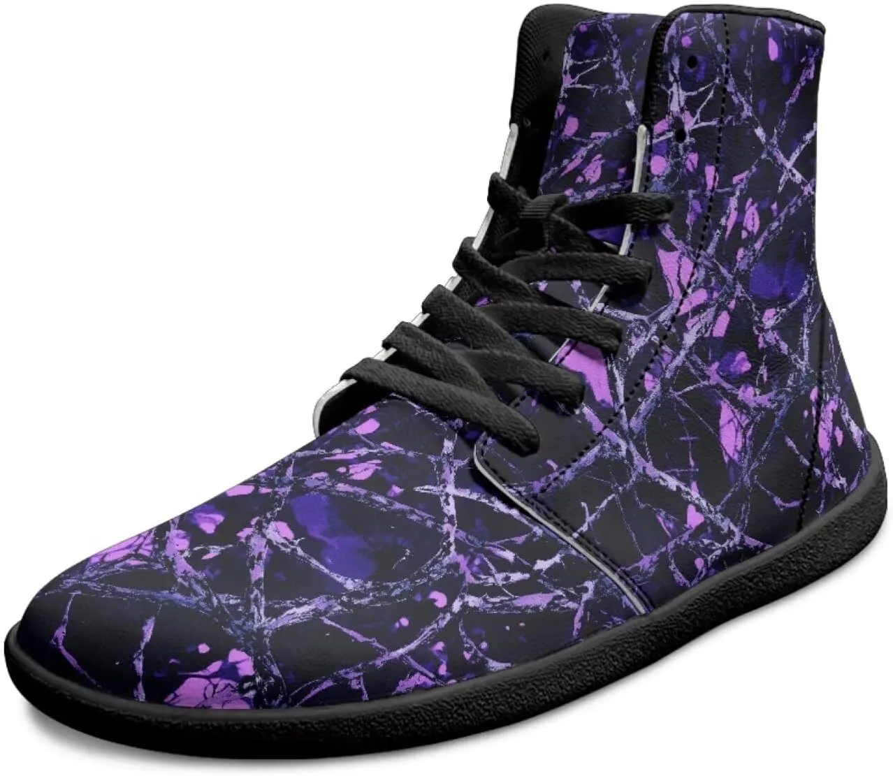 Howilath Camo Print Barefoot Running Shoes High Top Sneakers, Anti-Skid Zero Drop Sneaker Minimalist Shoes