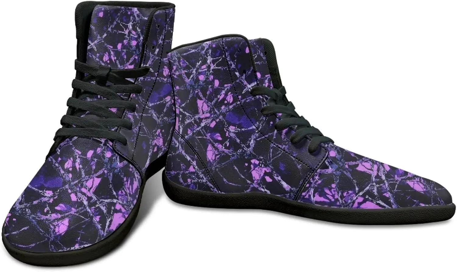 Howilath Camo Print Barefoot Running Shoes High Top Sneakers, Anti-Skid Zero Drop Sneaker Minimalist Shoes