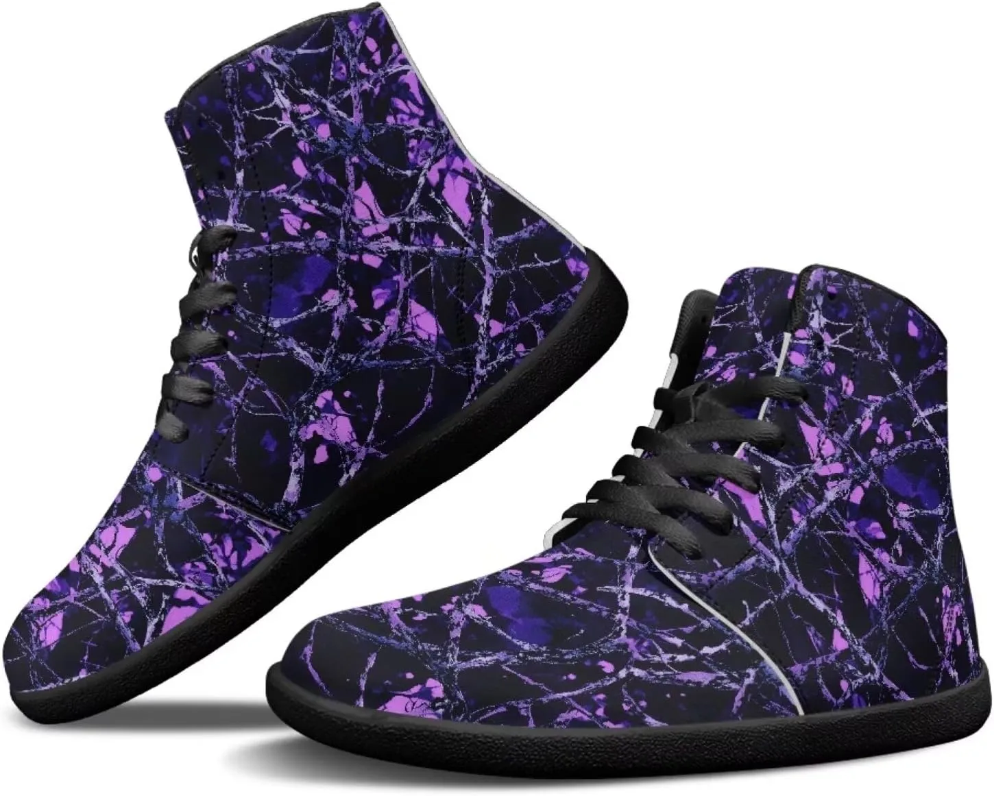 Howilath Camo Print Barefoot Running Shoes High Top Sneakers, Anti-Skid Zero Drop Sneaker Minimalist Shoes