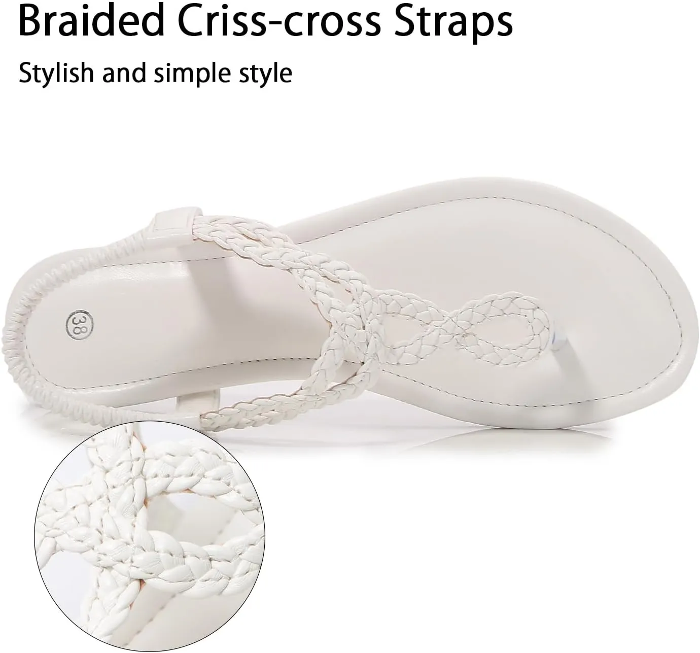 iCKER Women Rhinestone Sandals T-Strap Buckle Bohemian Pearl Crystal Flat Sandals