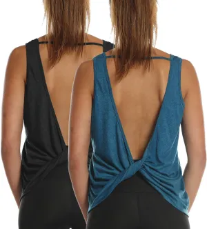 icyzone Women's Open Back High Neck Workout Athletic Gym Tank Tops