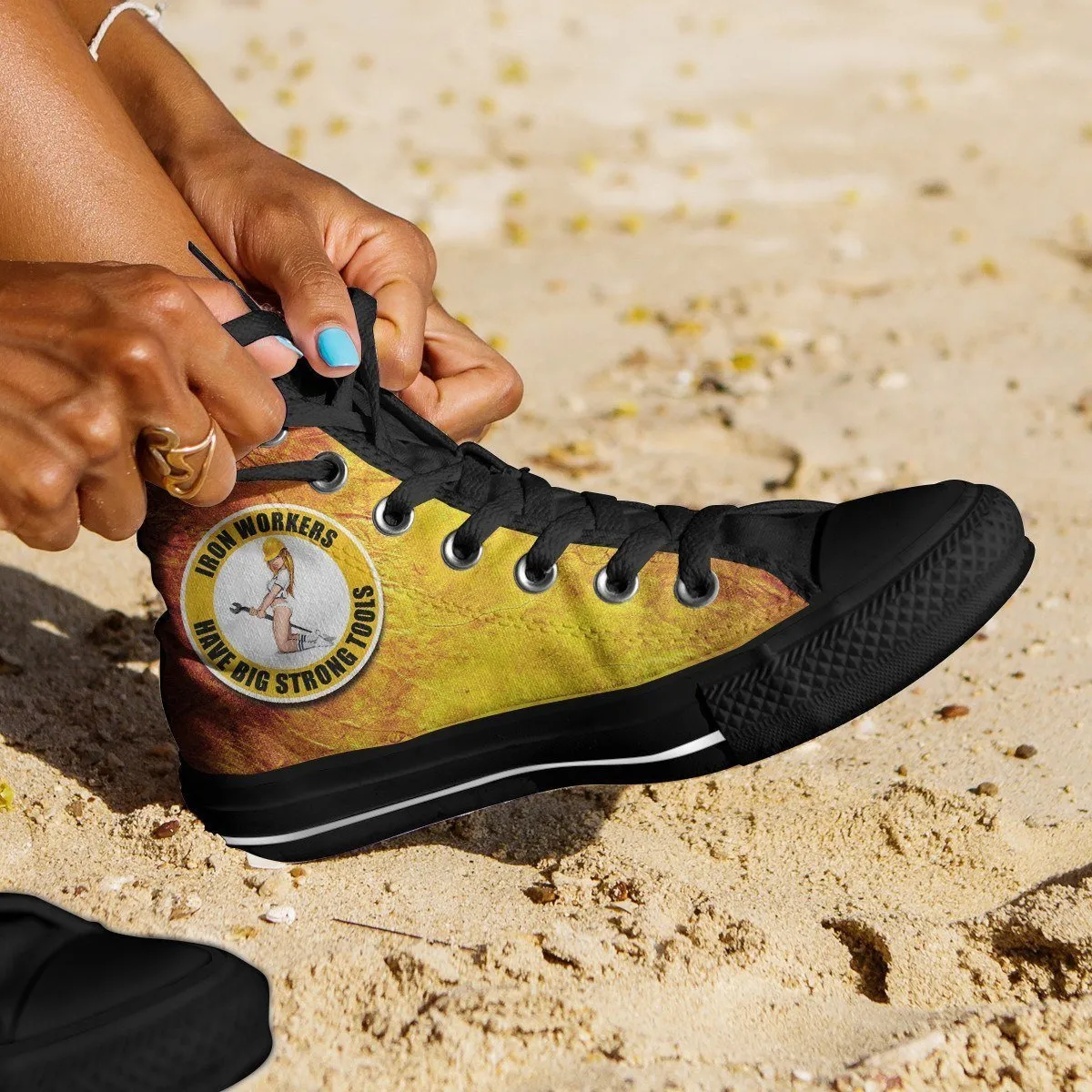 ironworkers strong tools ladies high top sneakers
