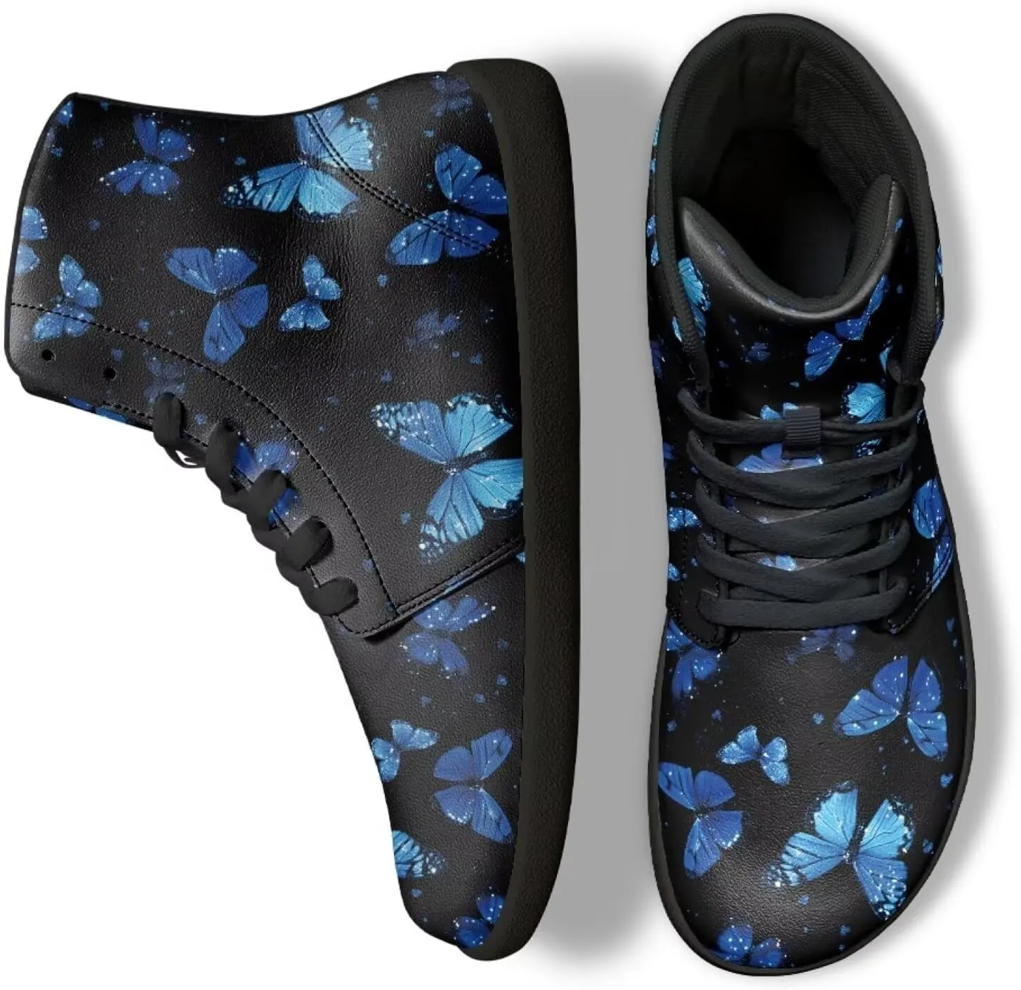 Jeiento High Top Barefoot Sneakers Men Women Butterfly Barefoot Shoes with Wide Toe Box