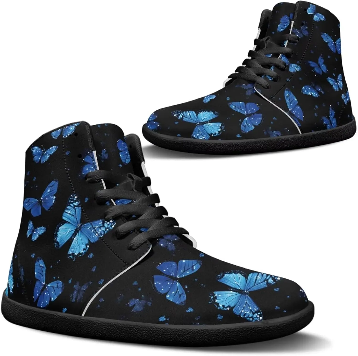 Jeiento High Top Barefoot Sneakers Men Women Butterfly Barefoot Shoes with Wide Toe Box