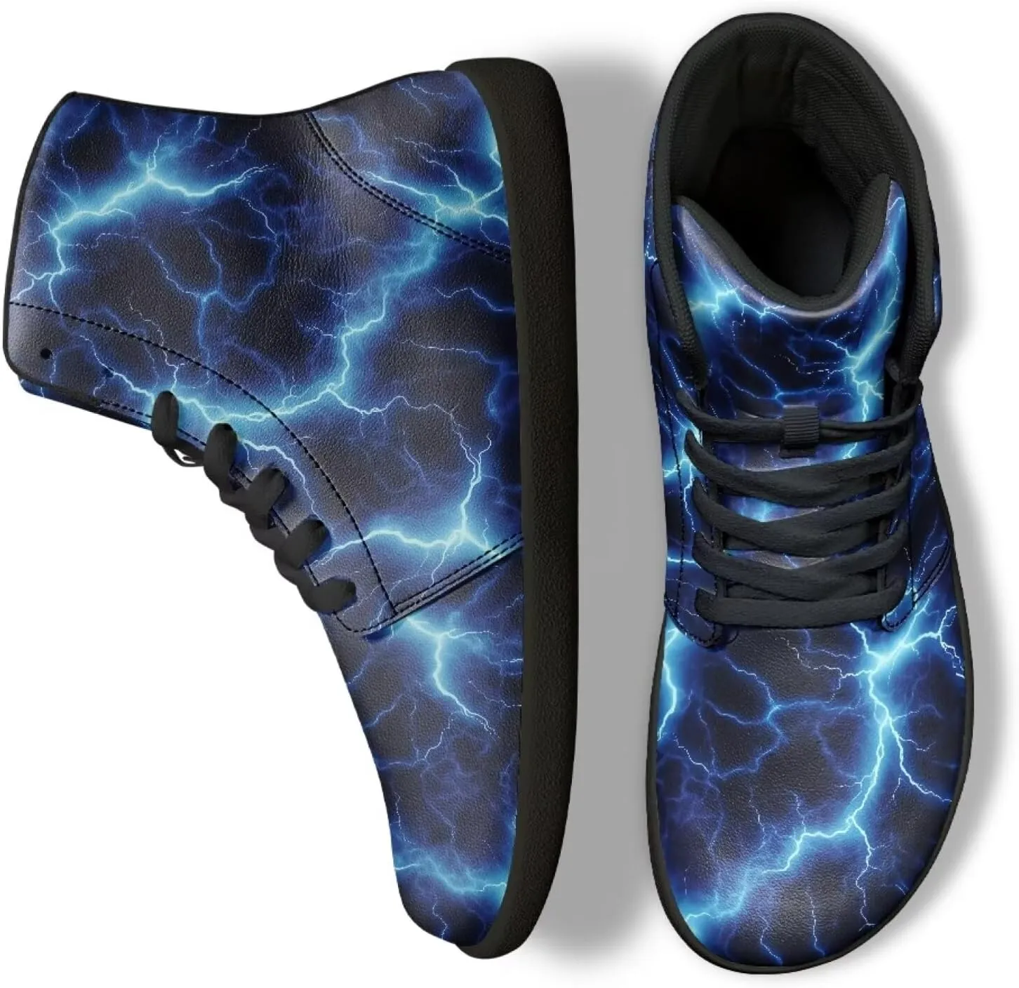 Jeiento Nature Pattern Mens Walking Shoes High Top Barefoot Running Shoes Wide Toe