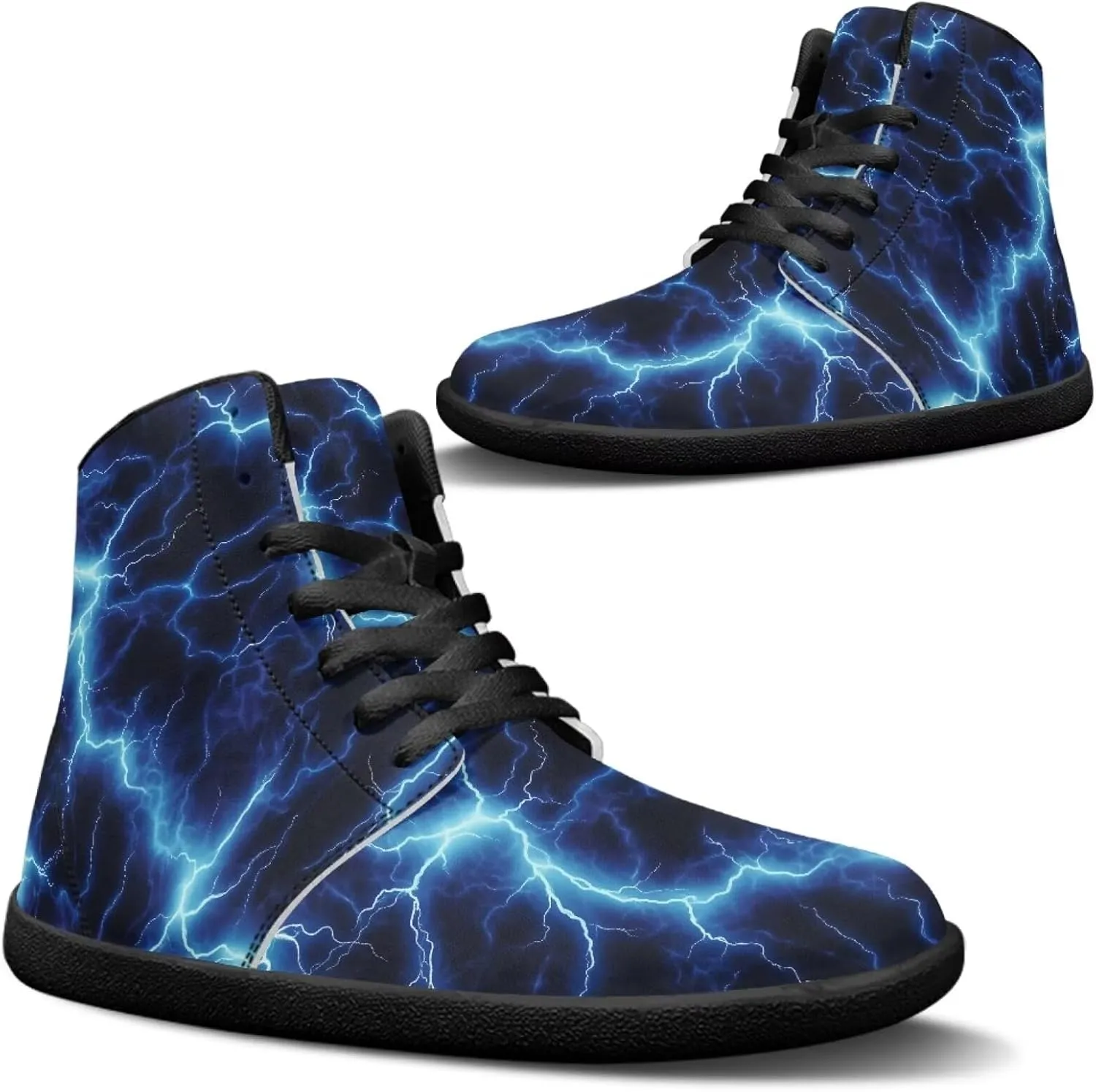 Jeiento Nature Pattern Mens Walking Shoes High Top Barefoot Running Shoes Wide Toe