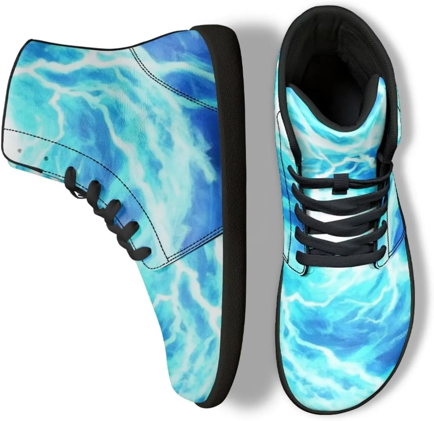Jeiento Nature Pattern Mens Walking Shoes High Top Barefoot Running Shoes Wide Toe