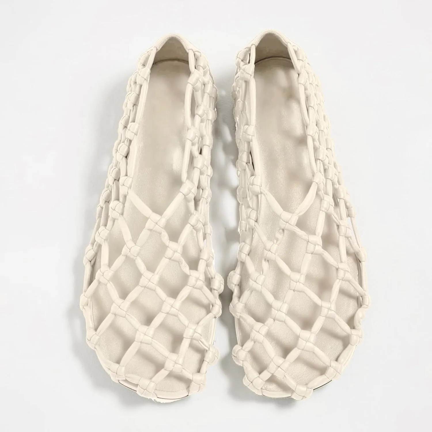Jelly Mesh Ballet Flats for Women Woven Summer Beach Ballerina Flat Sandals Cute Comfortable Casual Slip on Mary Jane Shoes