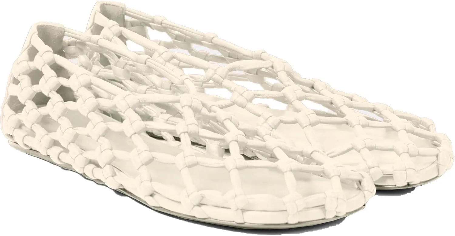 Jelly Mesh Ballet Flats for Women Woven Summer Beach Ballerina Flat Sandals Cute Comfortable Casual Slip on Mary Jane Shoes