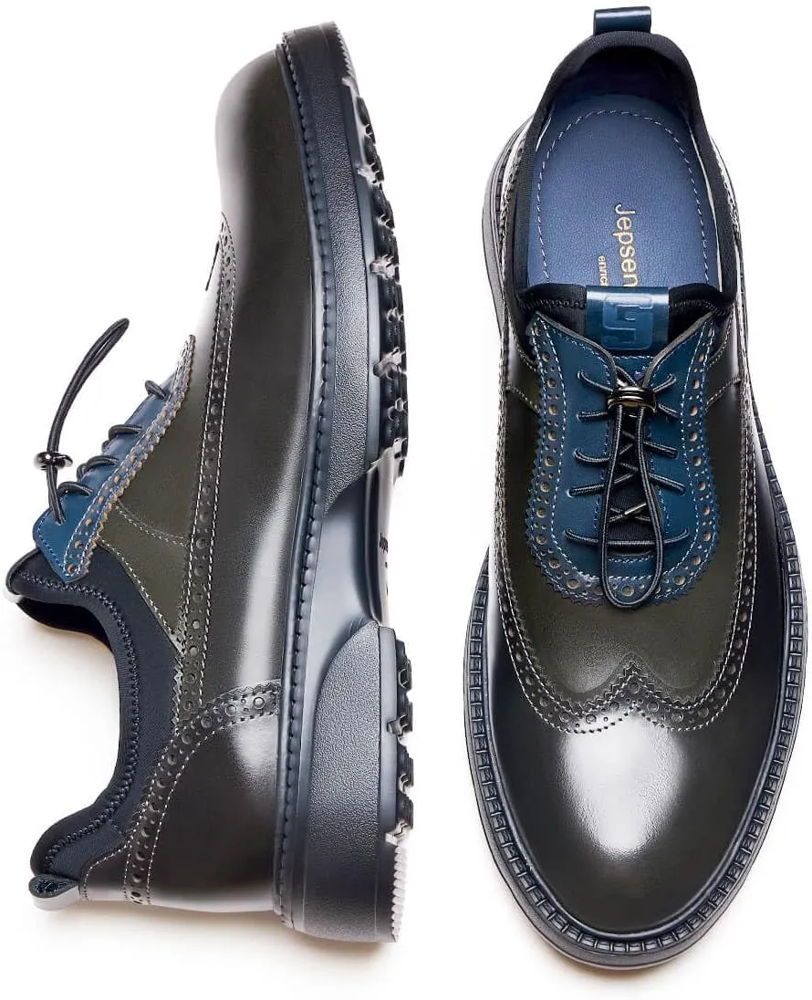 Jepsengord Men's Dress Shoes Casual Genuine Leather Wingtip Oxford Shoes Comfort Formal Business Wedding Derby Sneakers