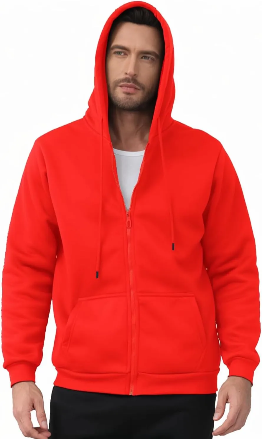 JIHUILAI Men's Fleece Hoodies with Zipper Lightweight Long Sleeve Active Mens Jackets Sports Full Zip Sweatshirts, S-3XL