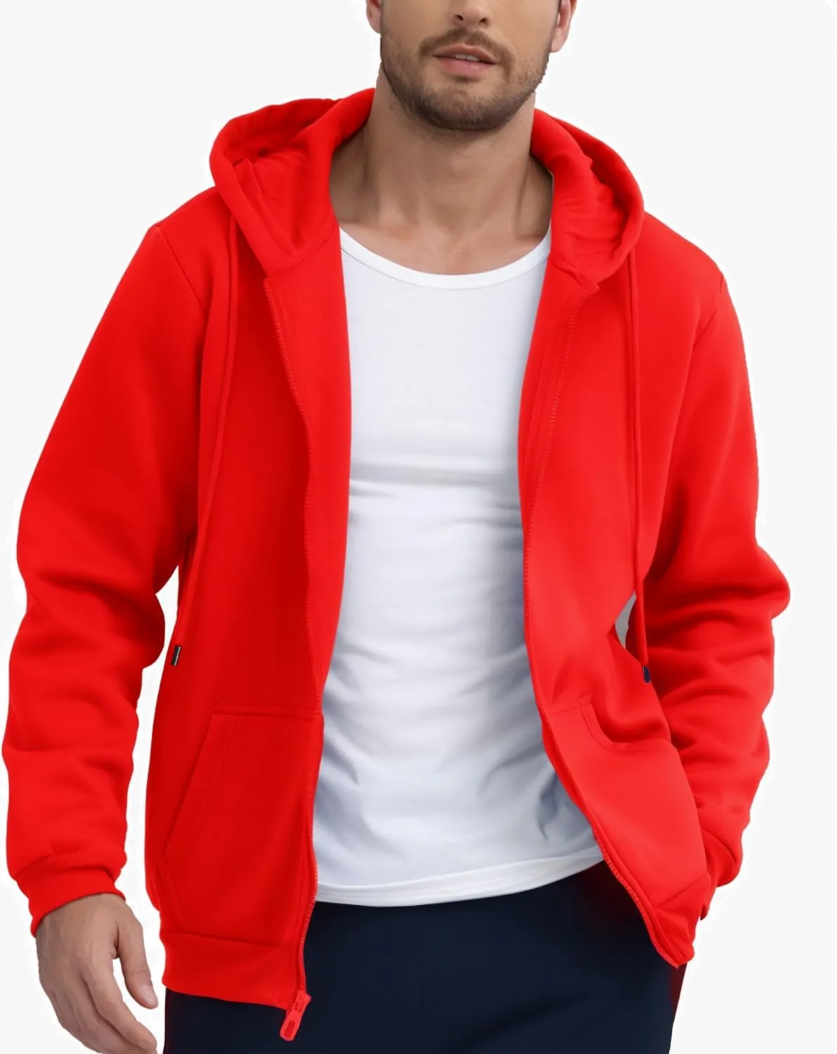 JIHUILAI Men's Fleece Hoodies with Zipper Lightweight Long Sleeve Active Mens Jackets Sports Full Zip Sweatshirts, S-3XL