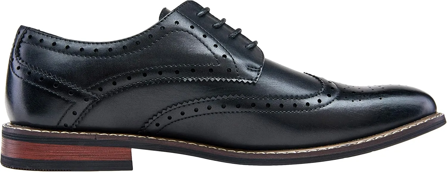 Jousen Men's Dress Cap Toe Wingtip Brogue Oxford Formal Shoes for Business and Derby Occasions