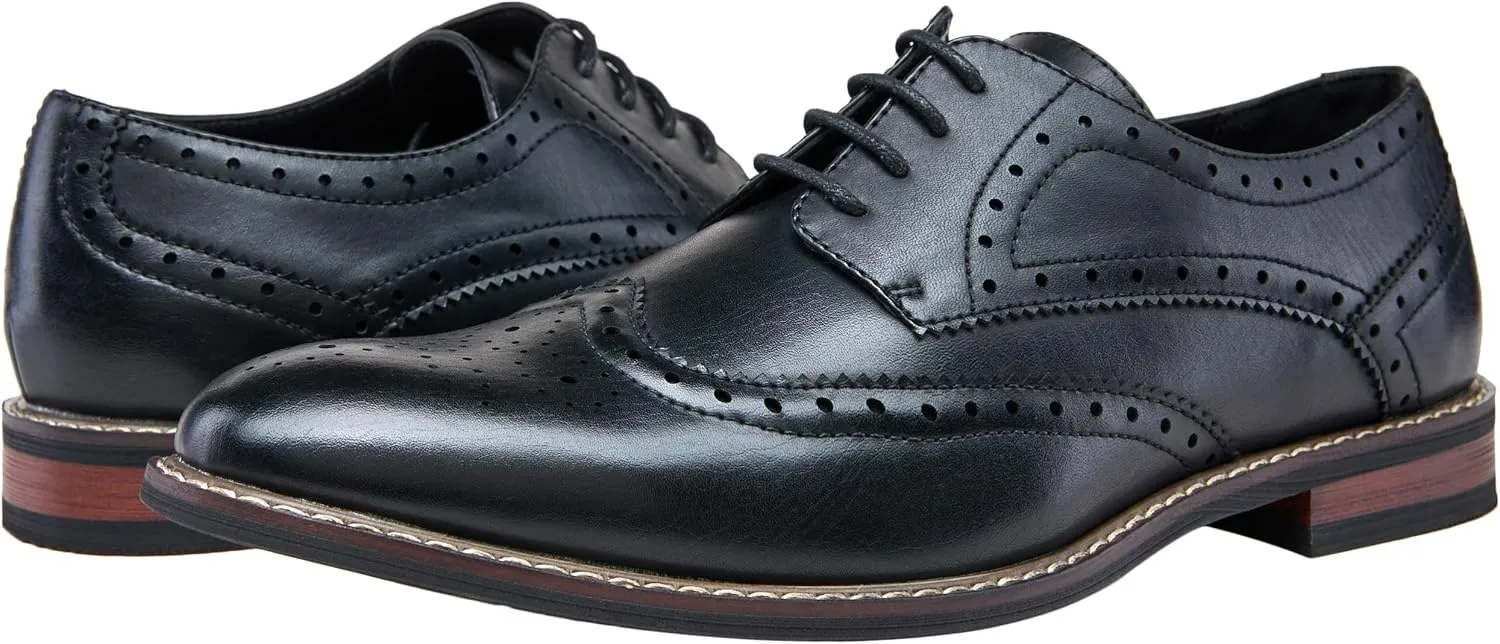 Jousen Men's Dress Cap Toe Wingtip Brogue Oxford Formal Shoes for Business and Derby Occasions