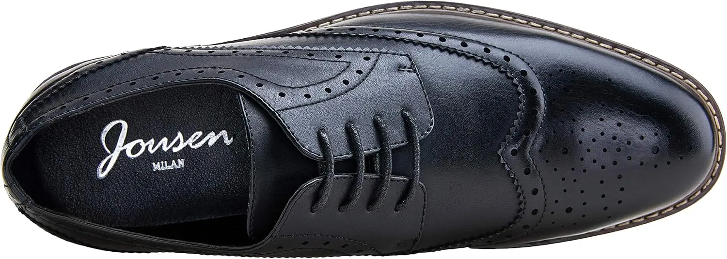 Jousen Men's Dress Cap Toe Wingtip Brogue Oxford Formal Shoes for Business and Derby Occasions