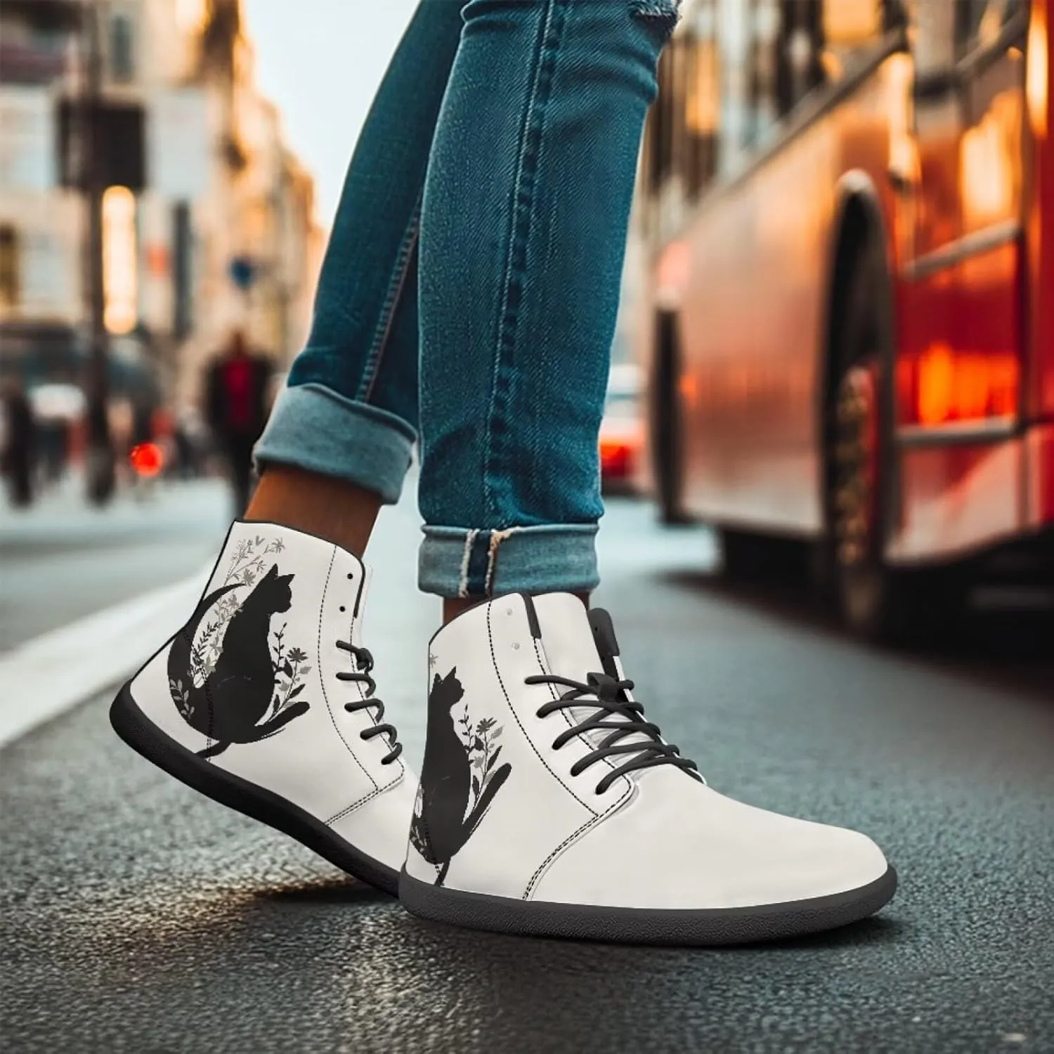 JoyLamoria Skull Rose High Top Sneakers Women Leather Causal Lace Shoes Fashion 2025 Walking Tennis Dress Shoe