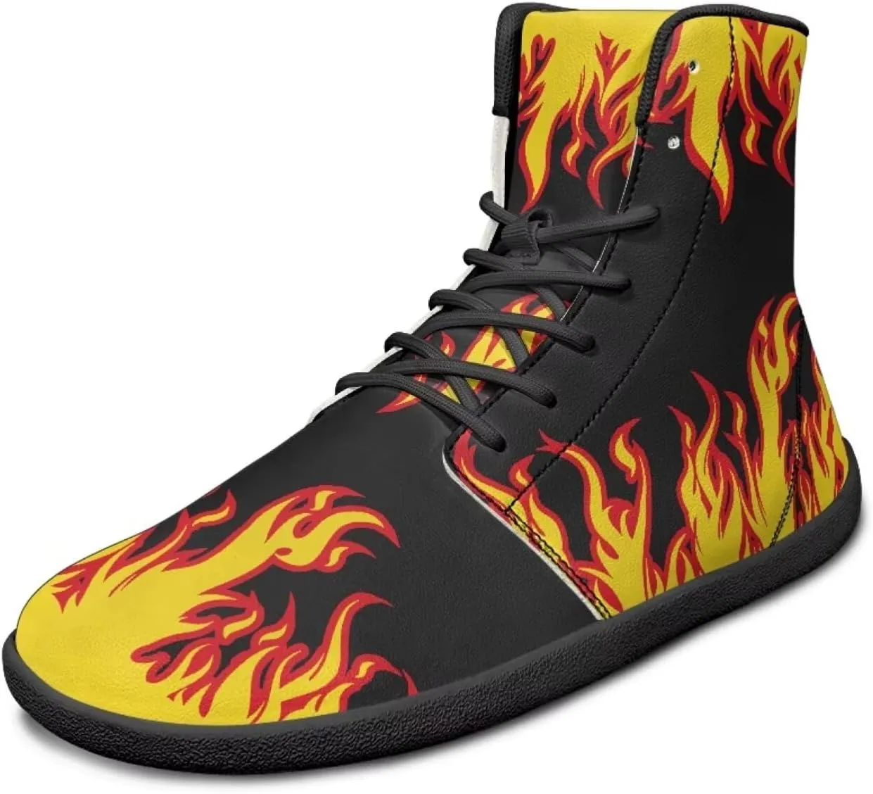 JoyLamoria Unisex High Top Shoes Laces Up Fashion Leather Skate Sneaker Mid Top Barefoot Shoes Lightweight,Marble Print