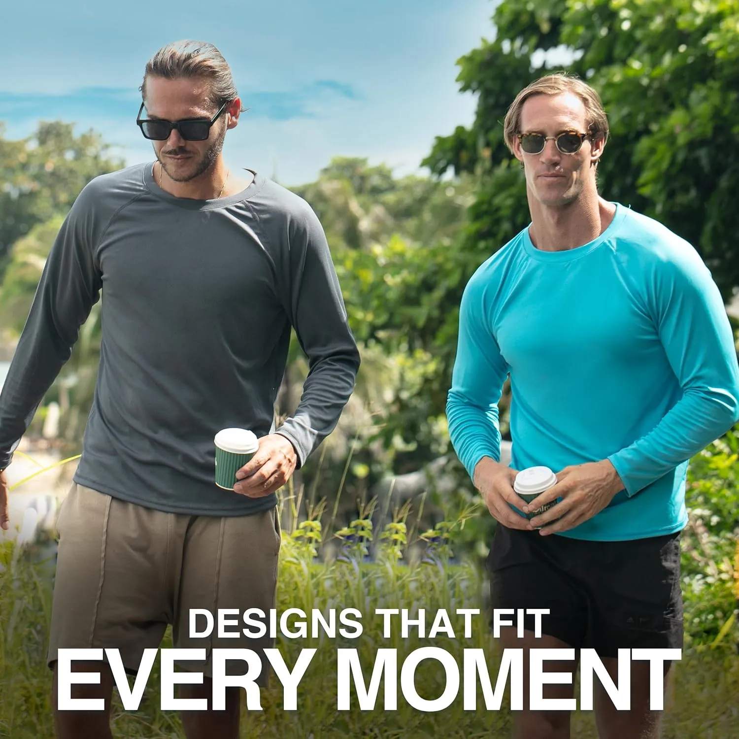Kanu Surf Men's Rash Guard Long Sleeve Swim Shirts for Men SPF UPF 50 Sun Protection Fishing and Running Shirt