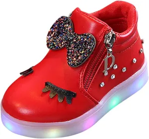 Kids Light up Shoes LED USB Charging Flashing High-top Sneakers Boys Girls Trainers for New Year Part𝚢 Great Gift