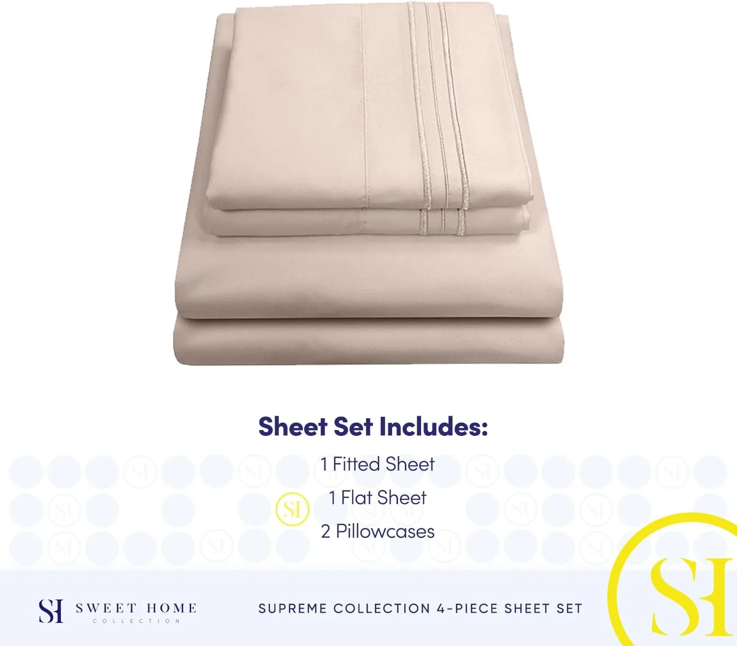King Size Sheets - Breathable Luxury Bed Sheets with Full Elastic & Secure Corner Straps Built In - 1800 Supreme Collection Extra Soft Deep Pocket Bedding Set, Sheet Set, King, Beige