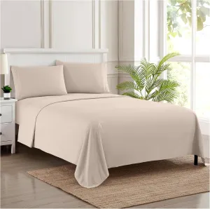 King Size Sheets - Breathable Luxury Bed Sheets with Full Elastic & Secure Corner Straps Built In - 1800 Supreme Collection Extra Soft Deep Pocket Bedding Set, Sheet Set, King, Beige
