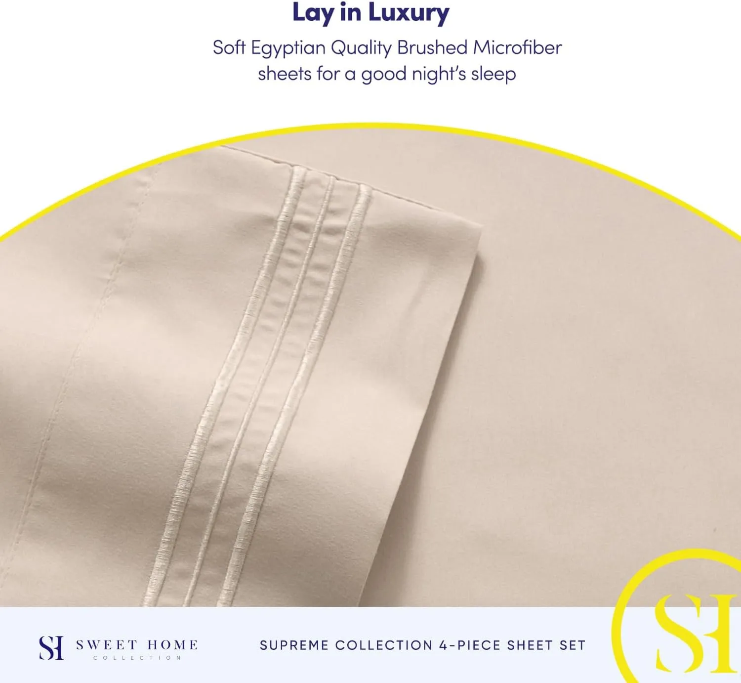 King Size Sheets - Breathable Luxury Bed Sheets with Full Elastic & Secure Corner Straps Built In - 1800 Supreme Collection Extra Soft Deep Pocket Bedding Set, Sheet Set, King, Beige