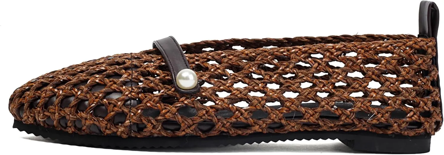 Kluolandi Woven Mesh Ballet Flats Shoes for Women Breathable Mesh Ballerina Flats Comfortable Slip On Shoes