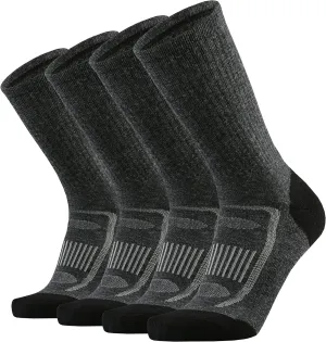 KMM Men's Merino Wool Cushion Crew Socks Moisture Wicking Control Medium Weight Warm for Outdoor Hiking Hike Trail Cycling