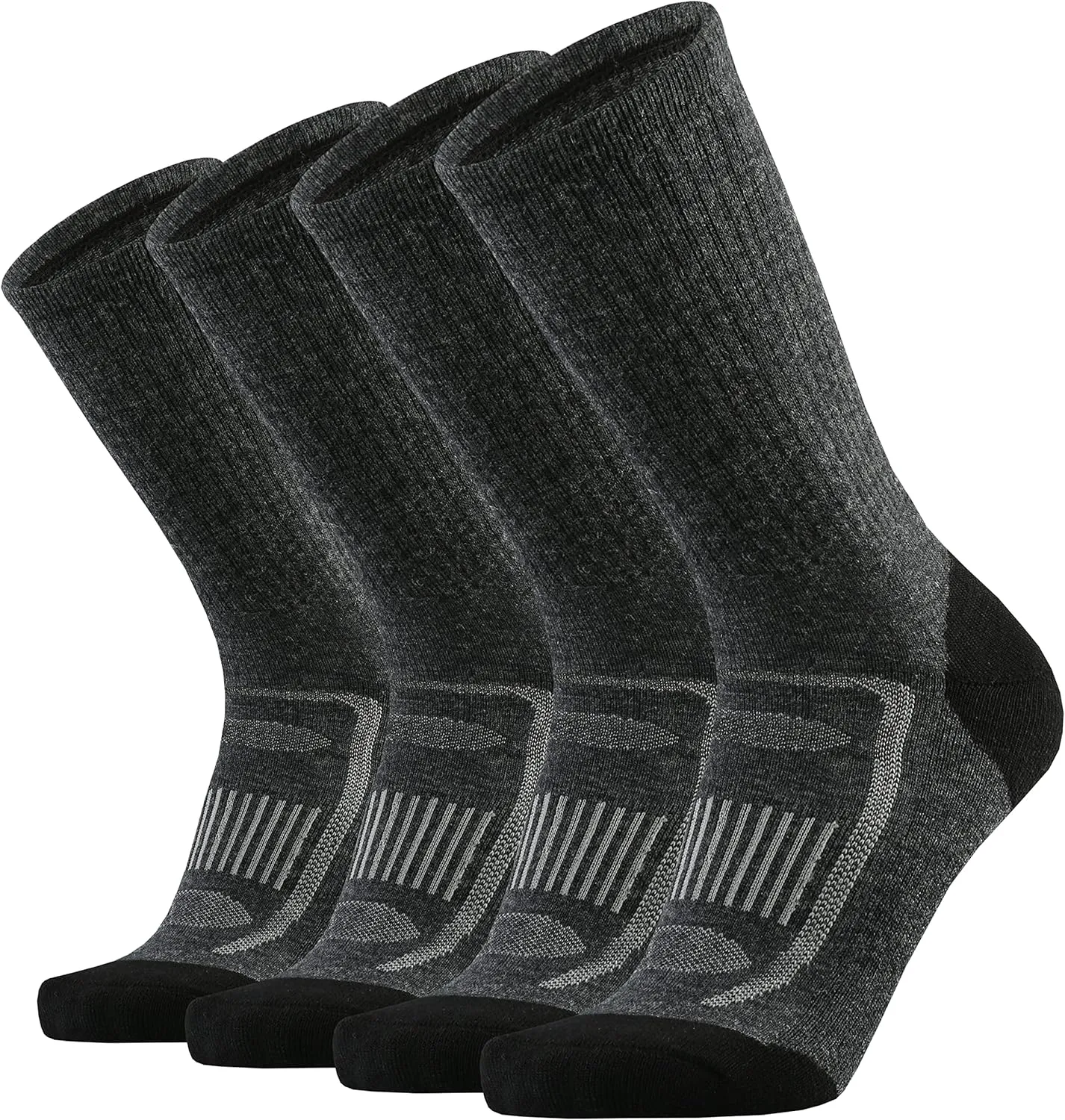 KMM Men's Merino Wool Cushion Crew Socks Moisture Wicking Control Medium Weight Warm for Outdoor Hiking Hike Trail Cycling